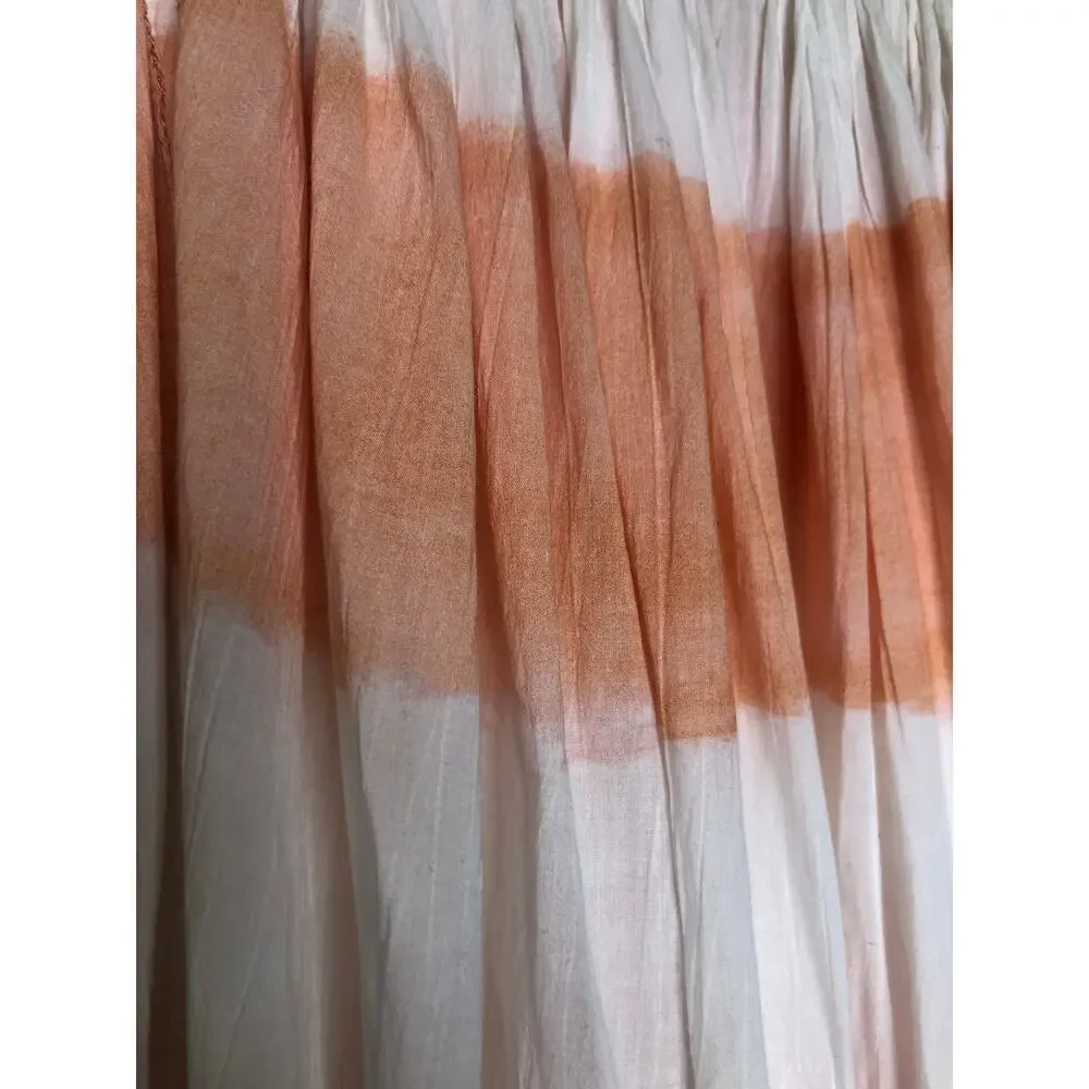 We The Free Sweet Stripe Orange and White Balloon Sleeve Boho Oversized Blouse - Picture 8 of 13
